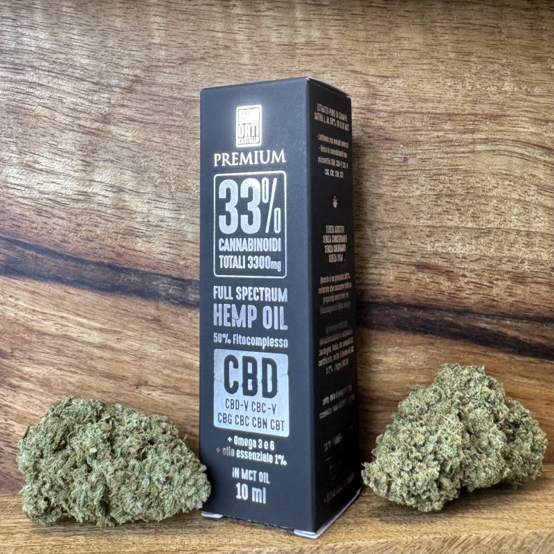 Olio di canapa CBD 33% Full Spectrum - 50% estratto Premium - in Olio EVO, MCT e Olio di Semi di Canapa